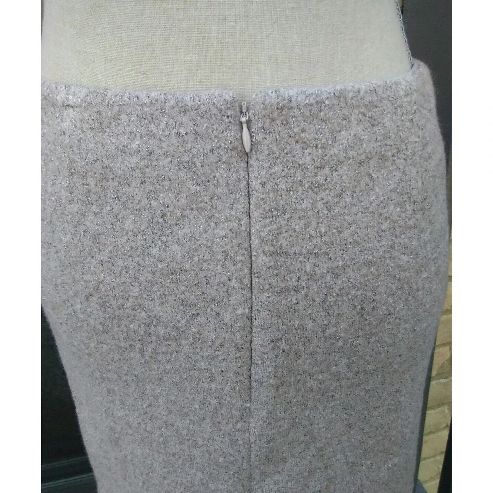 Ann Taylor 4 Buckle skirt metallic blush silver lined heavy winter pencil